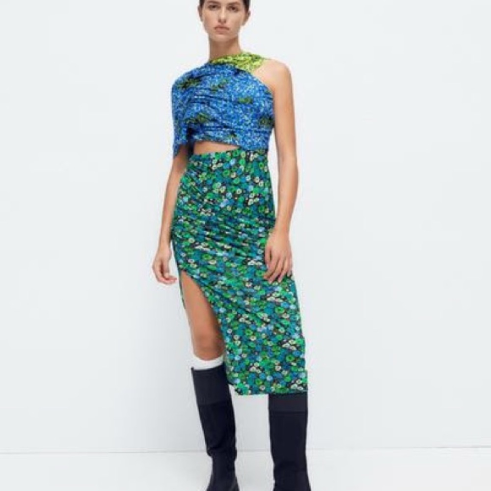 Zara floral Green and Blue Women's dress